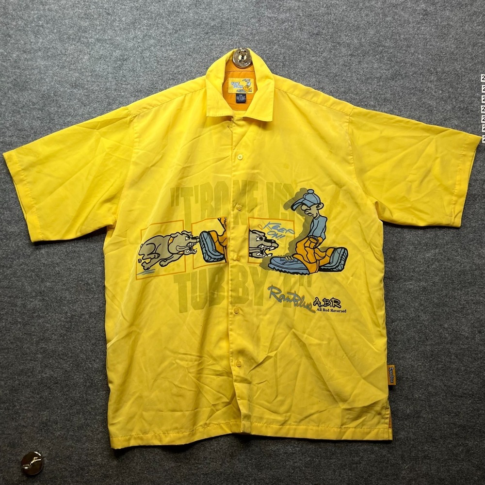 Vintage Raw Blue T-Bone vs Tubby‎ T Shirt Men's 2XL Yellow Short Sleeve Hip Hop